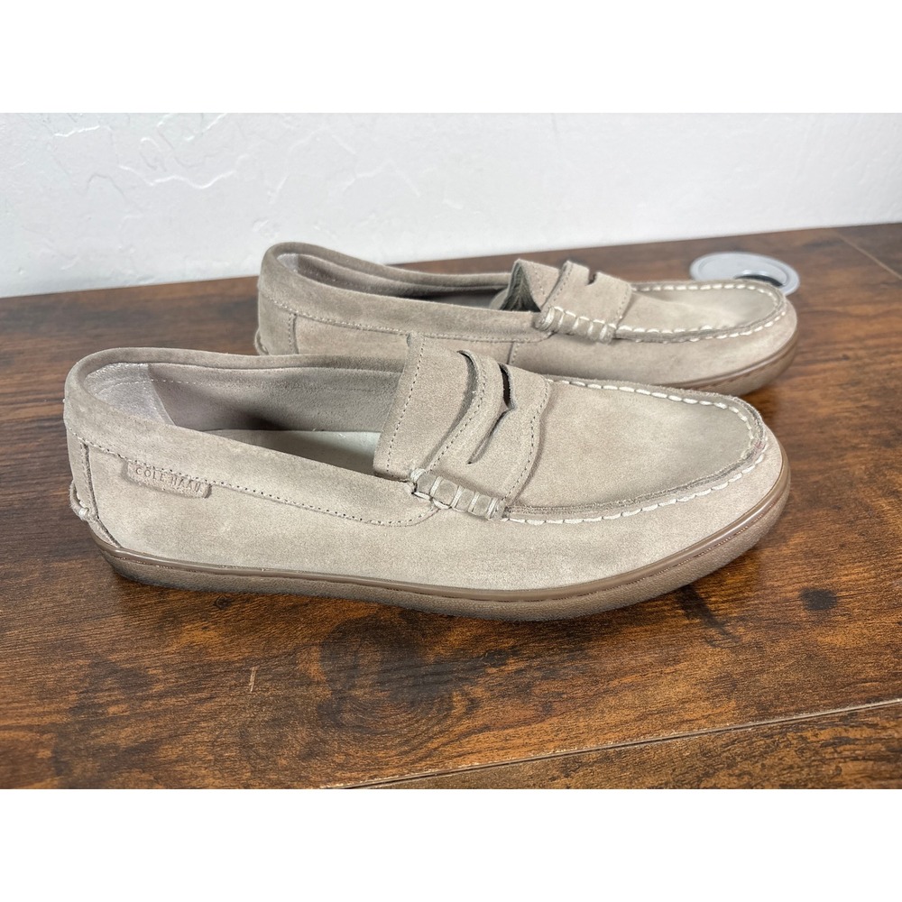 Cole Haan Taupe Suede Penny Loafers